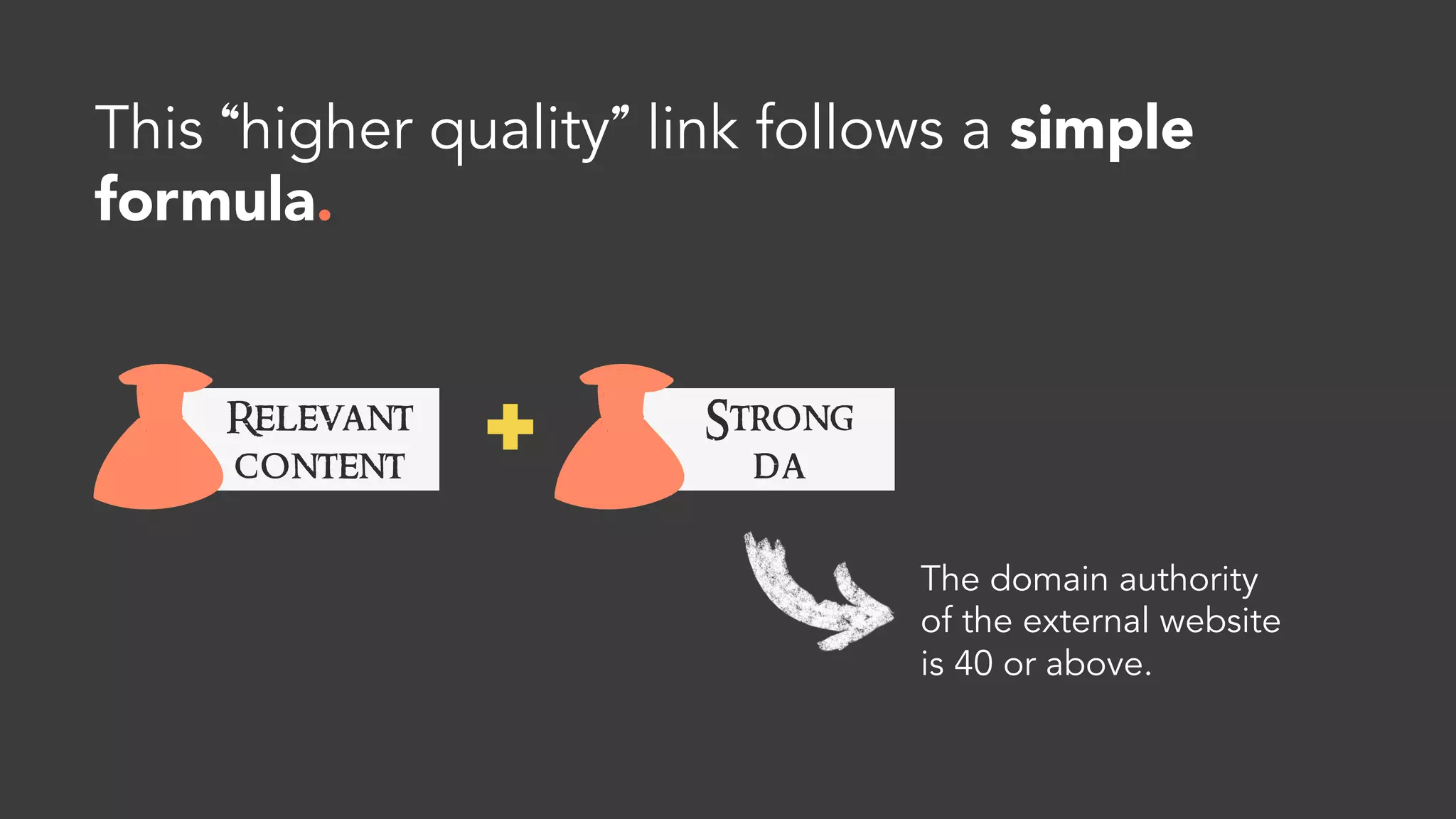 We later uncovered that backlinking success
was not dependent on a purely raw number
of links.
Site Page 
 SERP
Position
# of
Backlinks
Avg.
DA
Email
Etiquette
8 8 71
Networking
Email
12 13 44
 