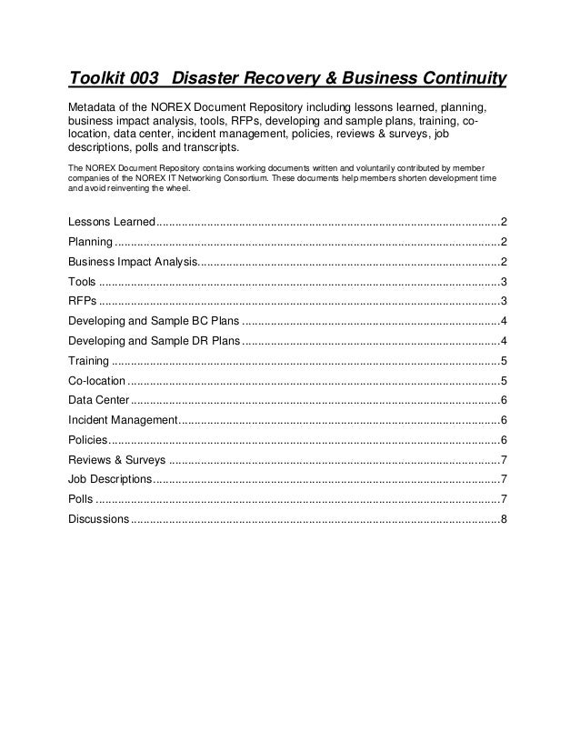 Business continuity exercise report template