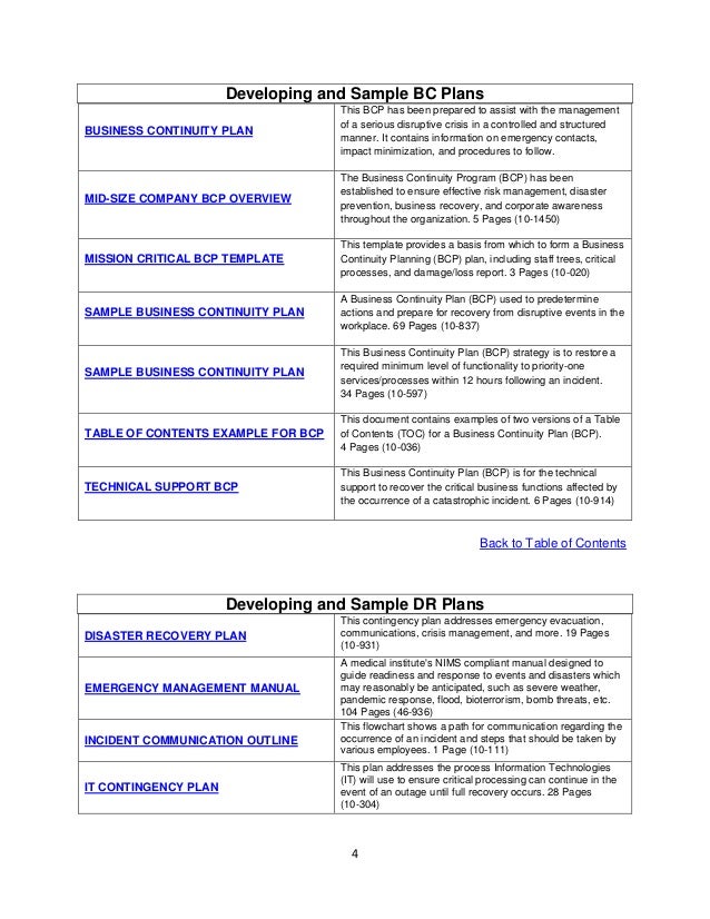 Business continuity plan bcp