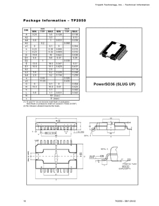 Tr i path Technol ogy, I nc. - Techni cal I nfor m ati on




Package Information – TP2050




18                                                 TK2050 – SB/1.0/8-02
 