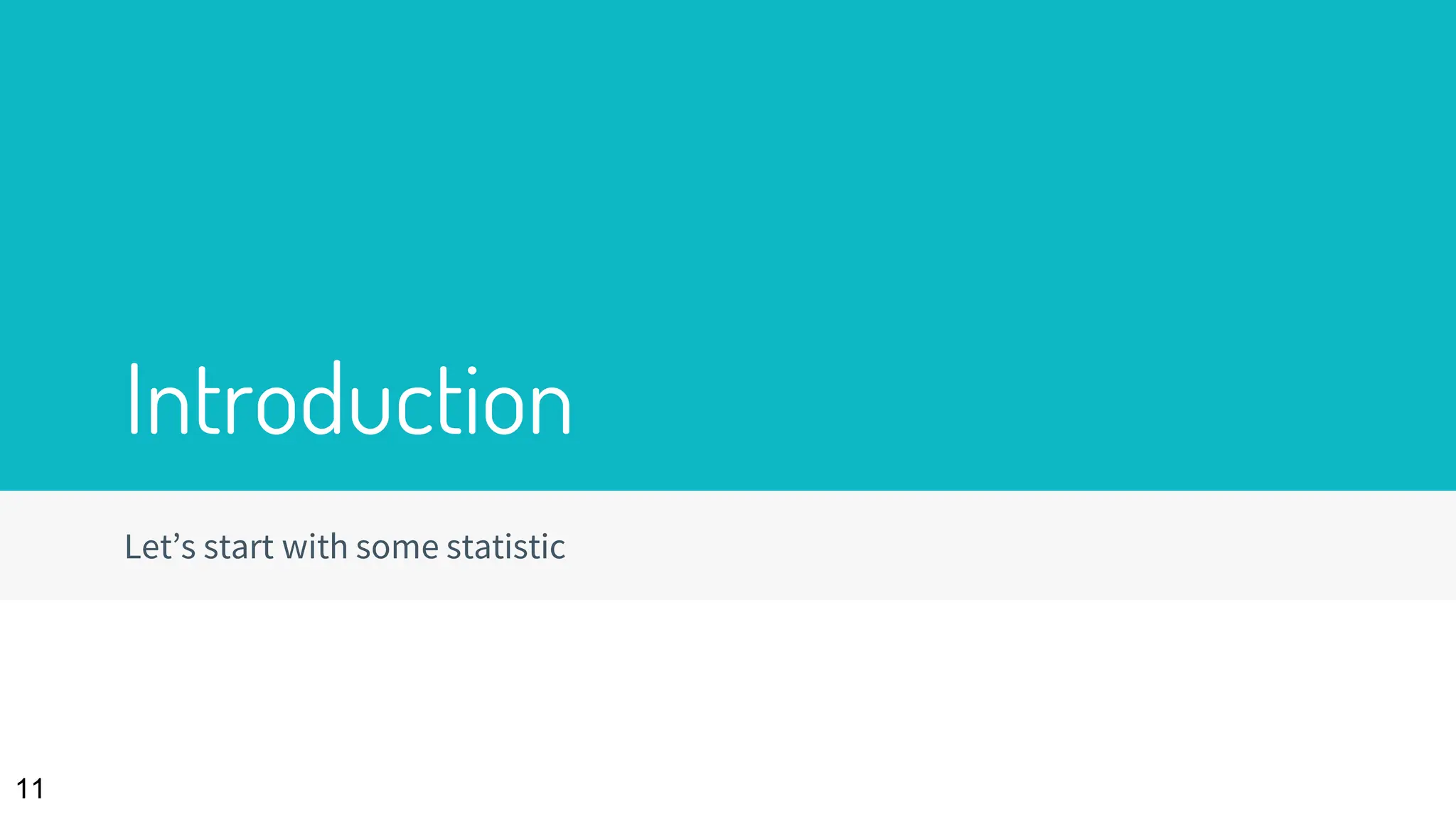 Introduction
Let’s start with some statistic
11
 