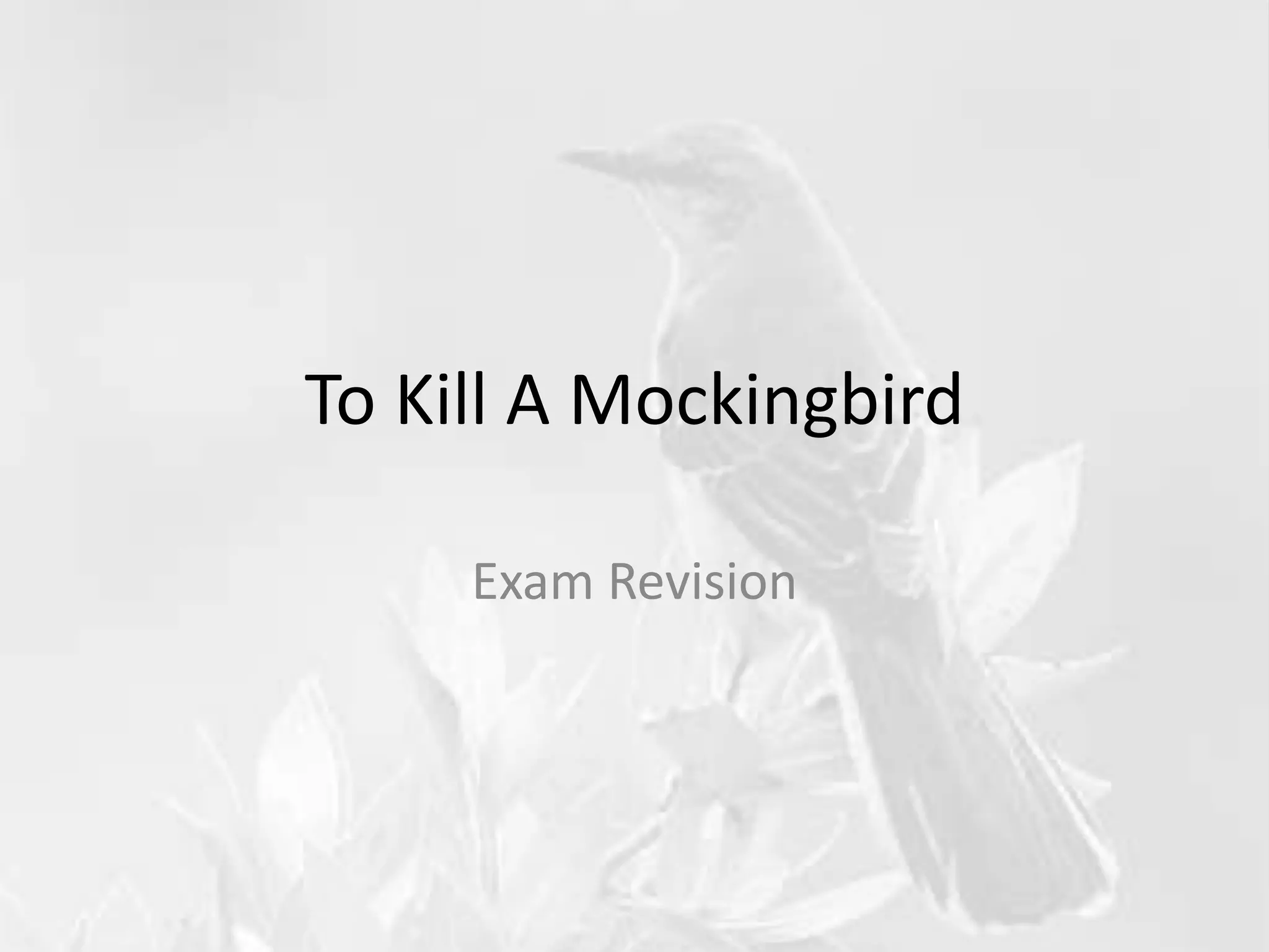 To Kill A Mockingbird
Exam Revision
 