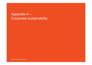 Appendix 4 –
Corporate sustainability
47Results for the first quarter 2014
 