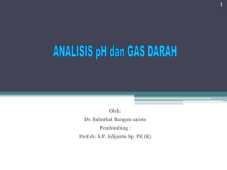 Oleh: Dr. SubarkatBangunsatoto Pembimbing : Prof.dr. S.P. Edijanto Sp. PK (K) 1 ANALISIS pH dan GAS DARAH 
