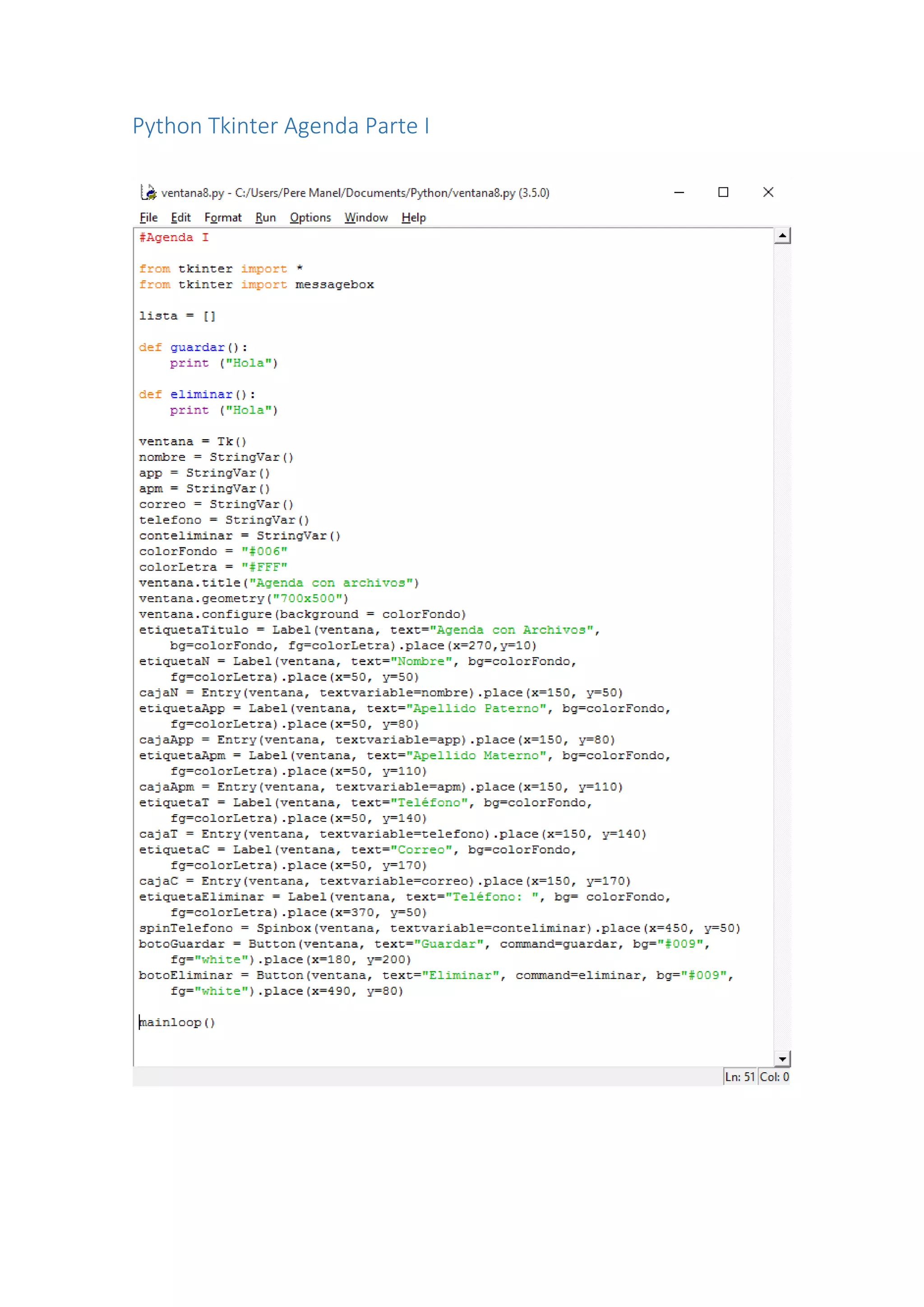 Python Tkinter Agenda Parte I
 