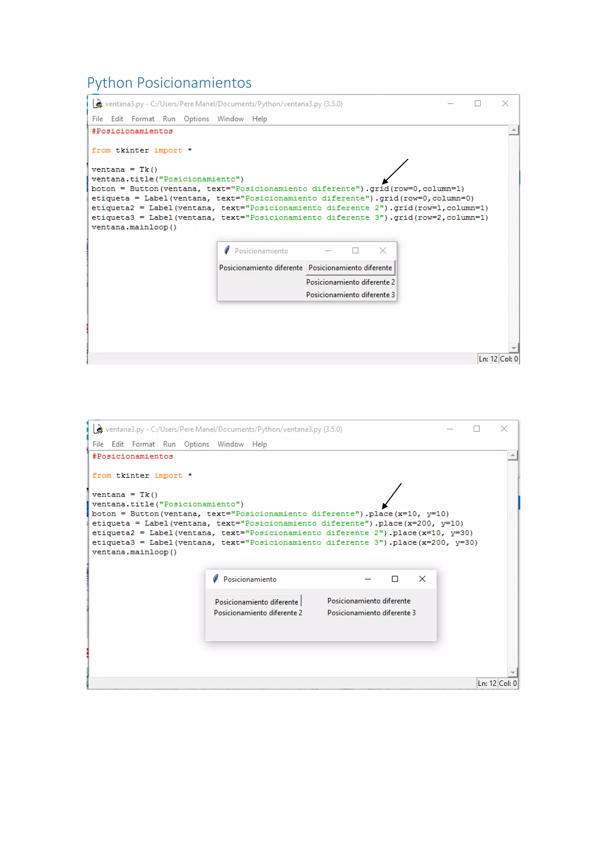 Python Posicionamientos
 