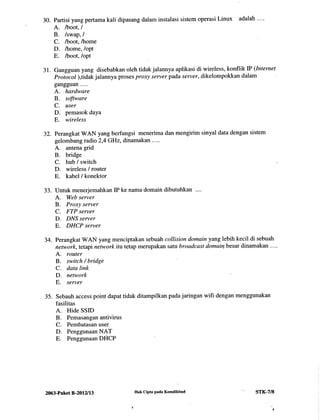 soal ujian kompetensi Tkj 2013