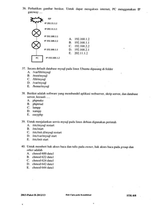 soal ujian kompetensi Tkj 2013