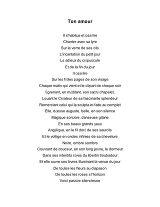 Ton Amour Poeme Traduit De L Arabe