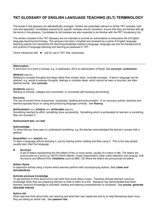 Tkt glossary | DOC