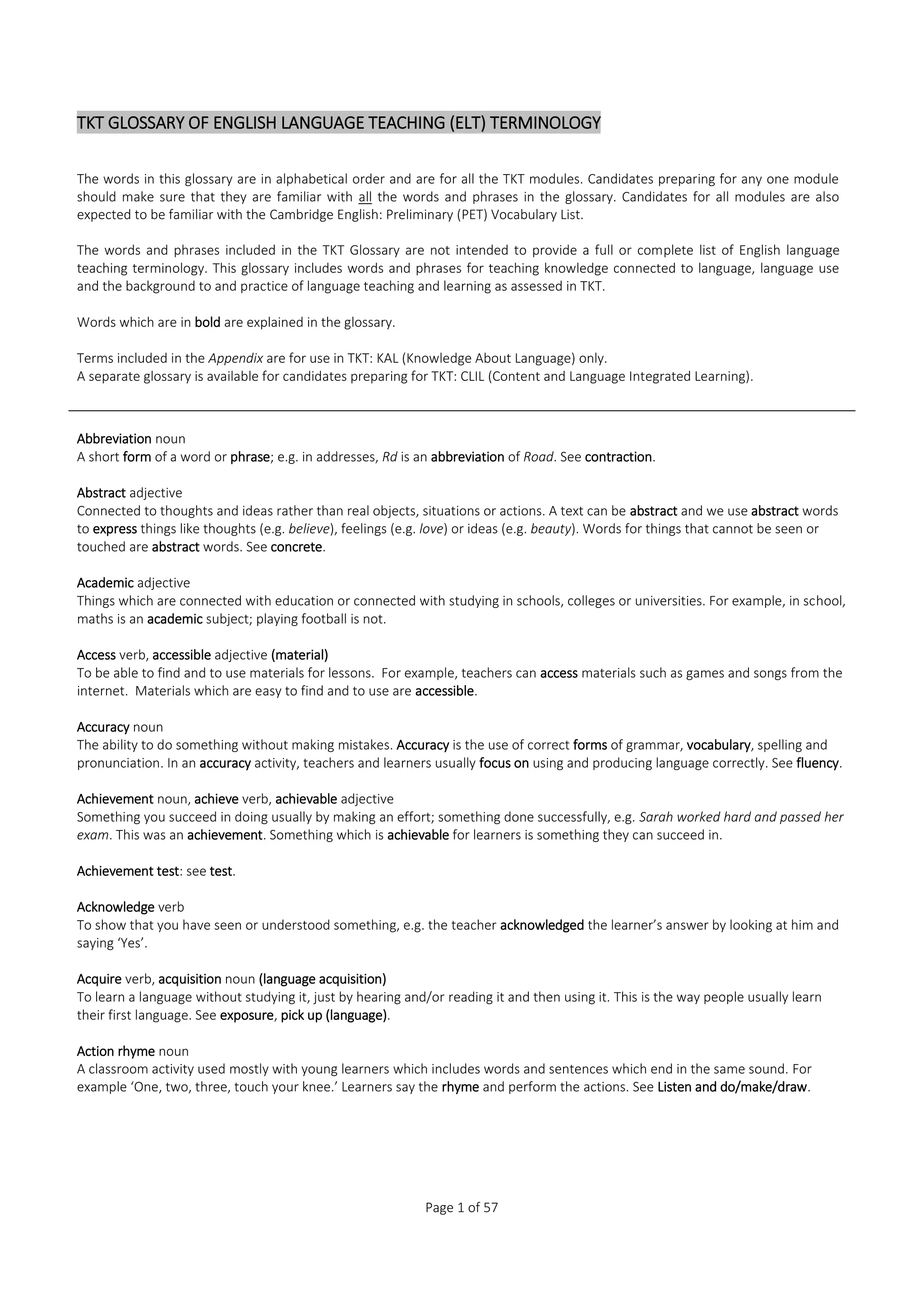 Tkt glossary-document | PDF