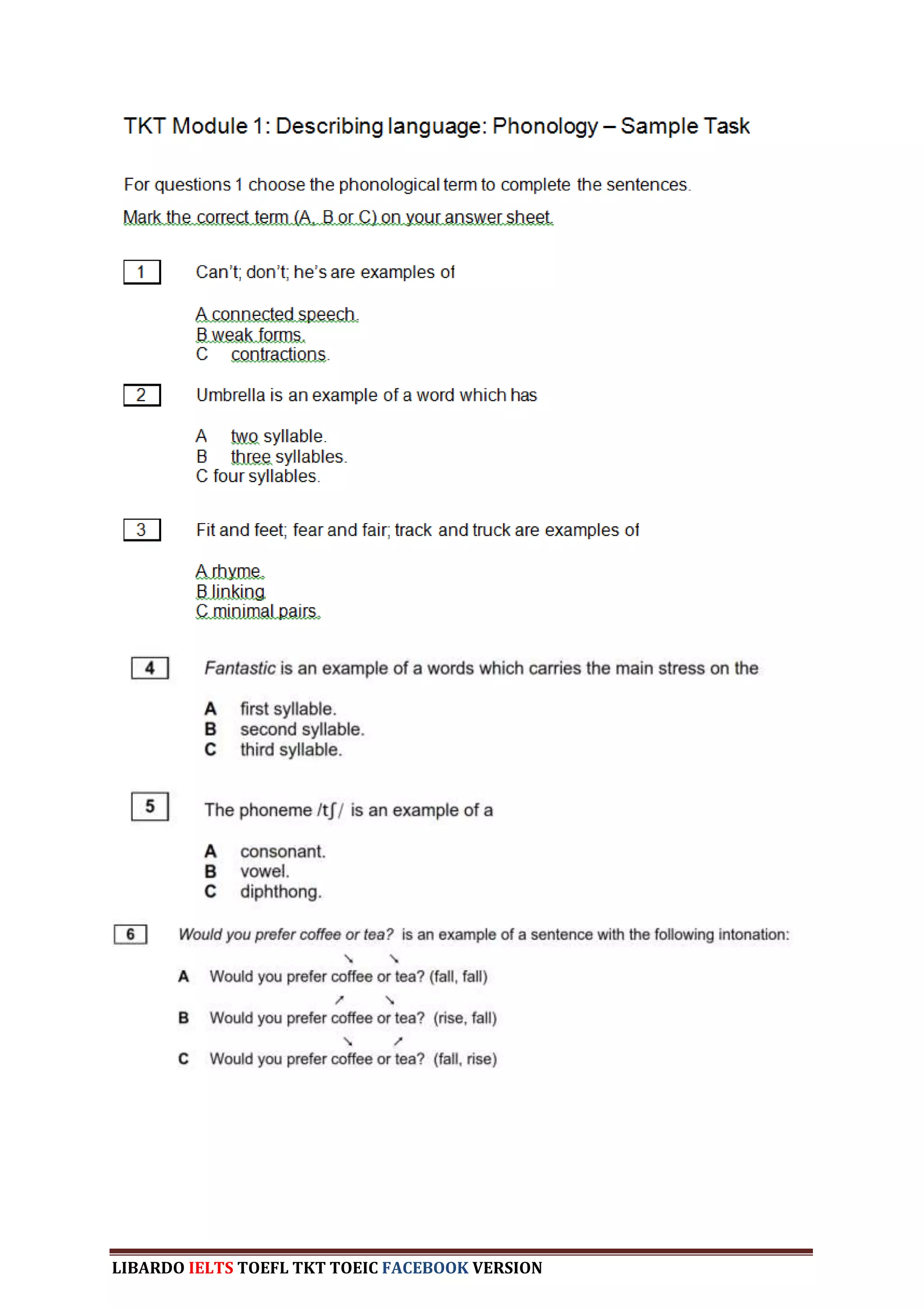 LIBARDO IELTS TOEFL TKT TOEIC FACEBOOK VERSION
 