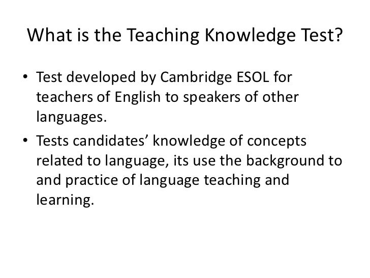 verification test english cambridge presentation TKT
