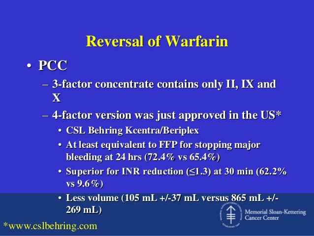 coumadin reversal with pcc