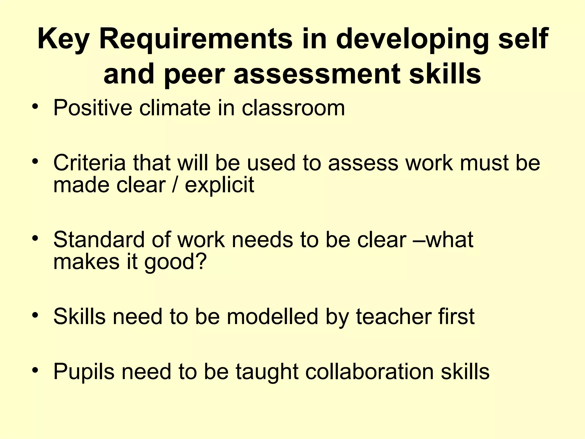 T&l using self & peer assessment strategies | PPT