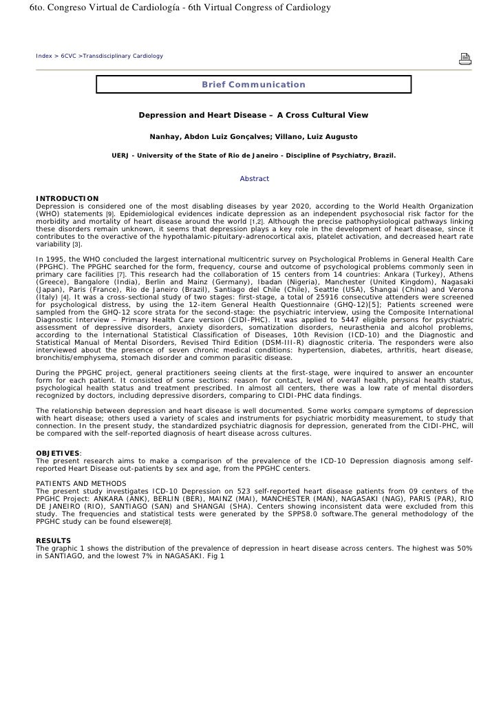 Depression And Heart Disease A Cross Cultural View PDF