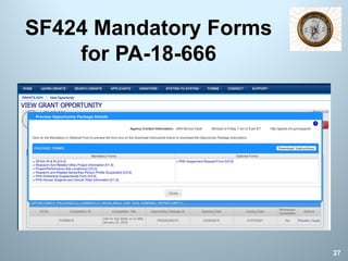 SF424 Mandatory Forms
for PA-18-666
27
 