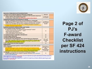 Page 2 of
PJ’s
F-award
Checklist
per SF 424
instructions
38
 