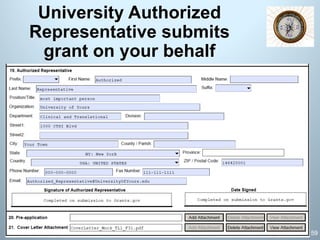 University Authorized
Representative submits
grant on your behalf
59
 