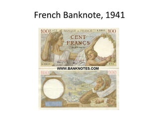 Advent of Paper MoneyInvented by Chinese around 1000 years agoFirst wide-spread use in the West in early 1700s in FranceEasier to carry than coins (or horses, cows, sheep, goats….you get the picture.)