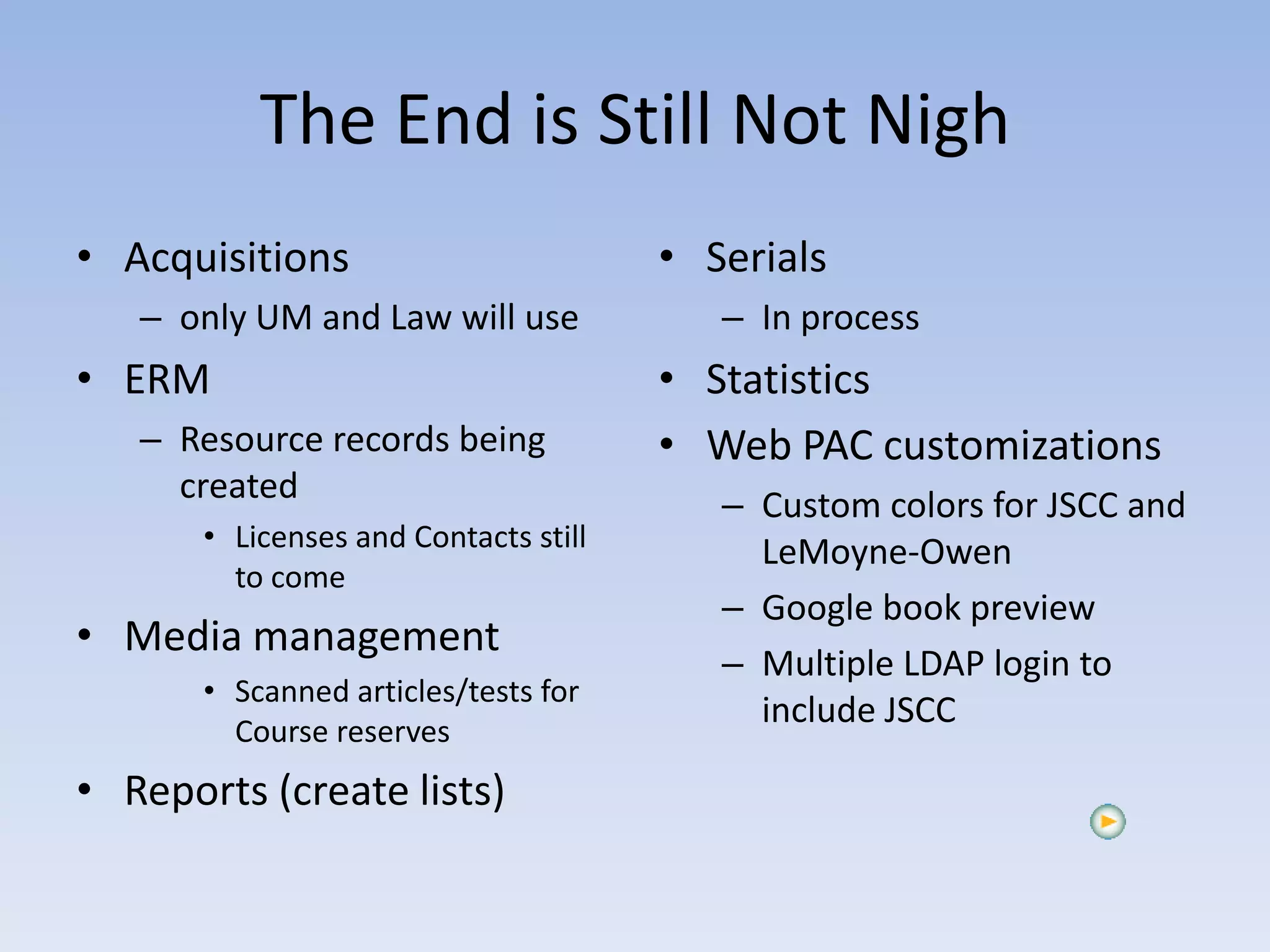 Planning by the seat of your pants : implementing ILS on a deadline