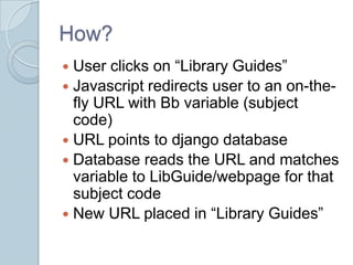 Embedding library resources into Course Management Systems: A case ...