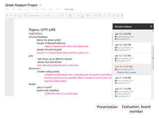 Presentation Evaluation, board
member
 