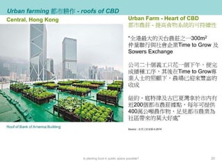 • What can we do in Hong Kong?
Is planting food in public space possible? 20
 