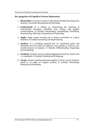 Taxonomy of Teaching Learning Assessing Content | PDF