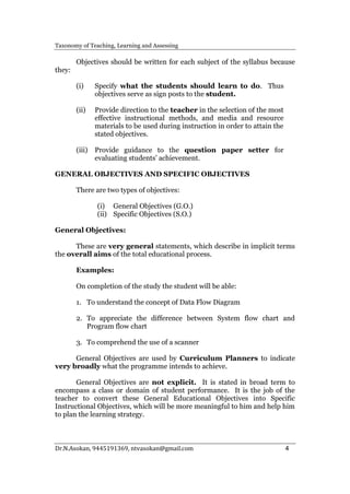 Taxonomy of Teaching Learning Assessing Content | PDF