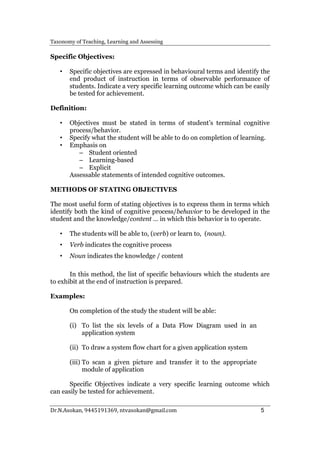 Taxonomy of Teaching Learning Assessing Content | PDF