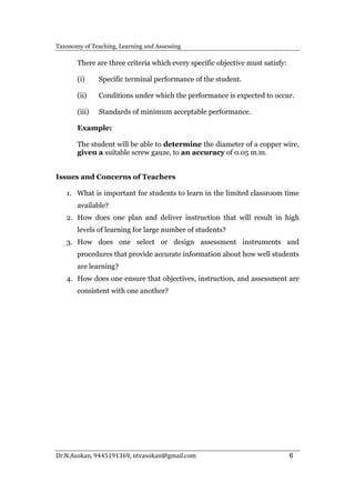 Taxonomy of Teaching Learning Assessing Content | PDF