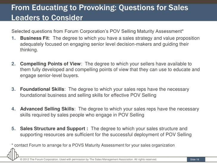 sales assessment questions
