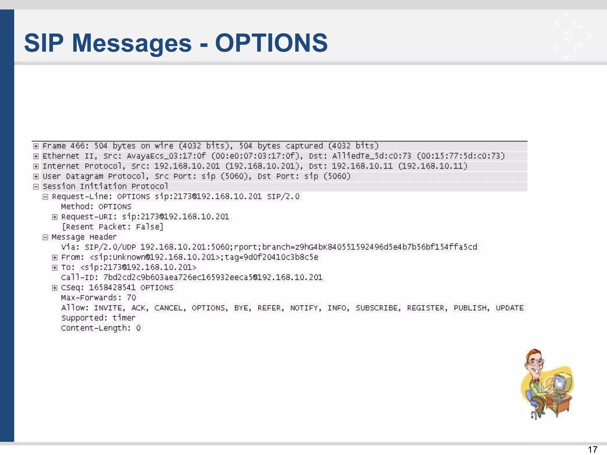 17
SIP Messages - OPTIONS
 