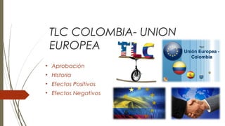 TLC COLOMBIA- UNION
EUROPEA
• Aprobación
• Historia
• Efectos Positivos
• Efectos Negativos
 