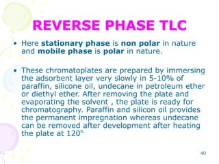 Normal Tlc Reverse Tlc Adsorbents for TLC, preparation techniques, mobile phase selection ...