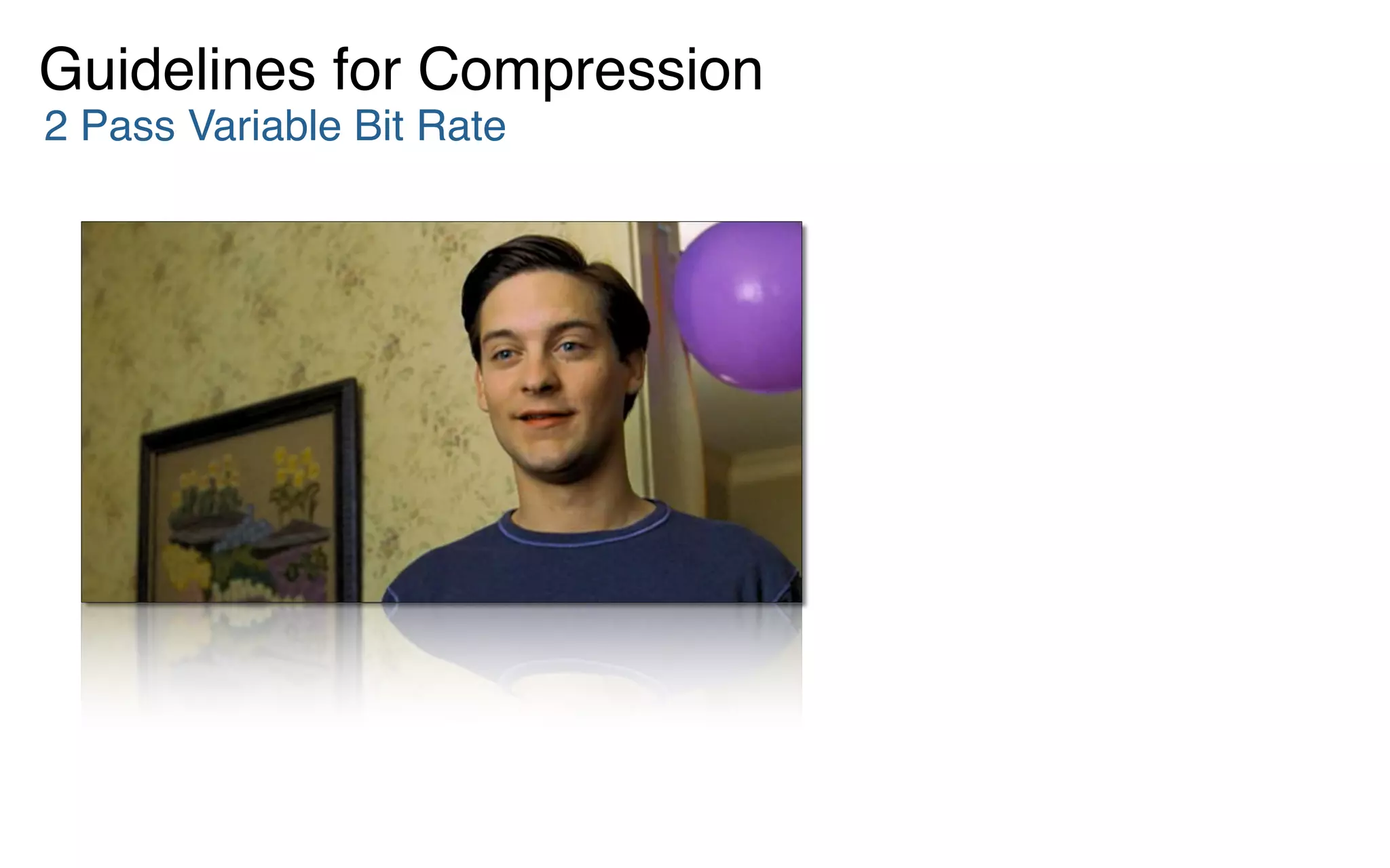 Guidelines for Compression
2 Pass Variable Bit Rate
 
