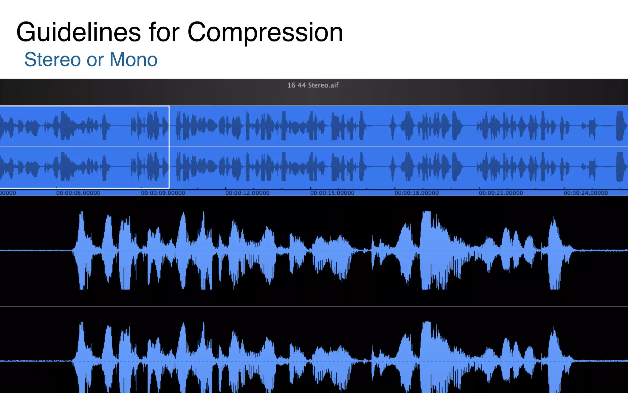 Stereo or Mono
Guidelines for Compression
 