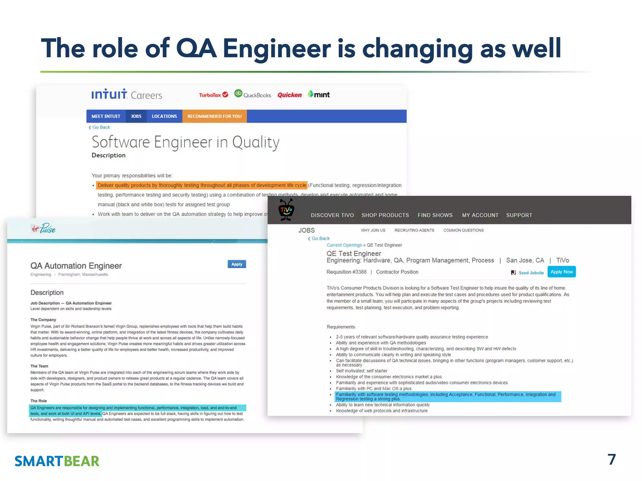 7
The role of QA Engineer is changing as well
 