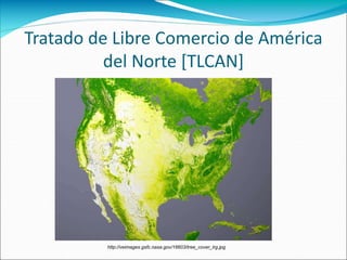 Tratado de Libre Comercio de América
del Norte [TLCAN]
http://veimages.gsfc.nasa.gov/16603/tree_cover_lrg.jpg
 