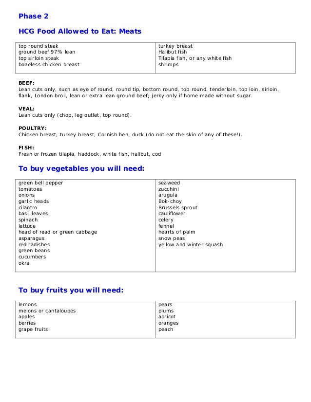 List Of Fruits For Hcg Diet