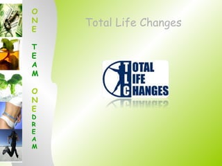 Total Life Changes
O
N
E
T
E
A
M
O
N
E
D
R
E
A
M
 