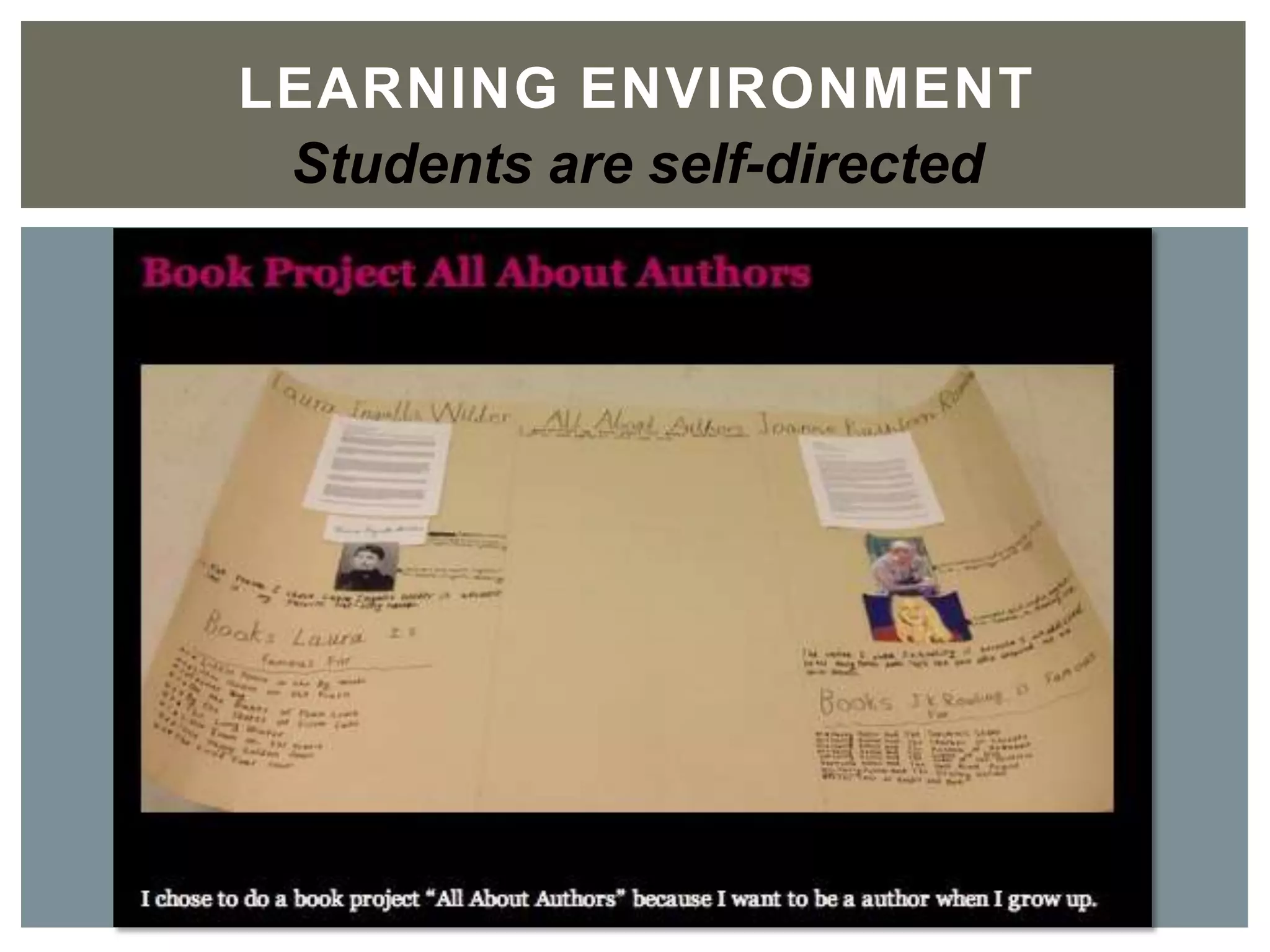 LEARNING ENVIRONMENT	

Students are self-directed
 