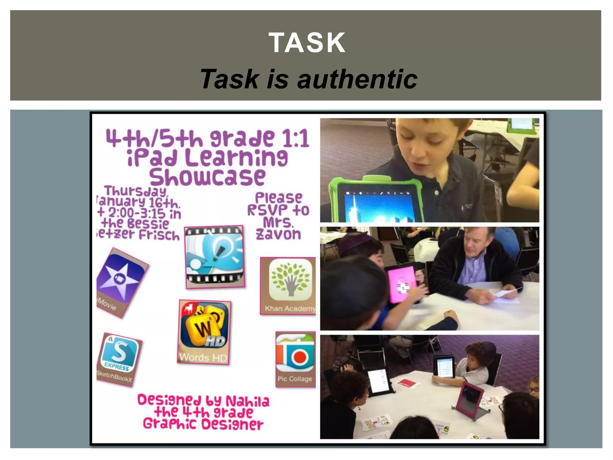 TASK	

Task is authentic
 
