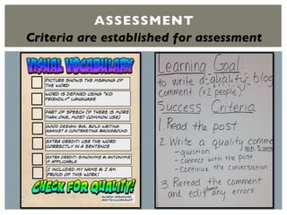 ASSESSMENT
Criteria are established for assessment