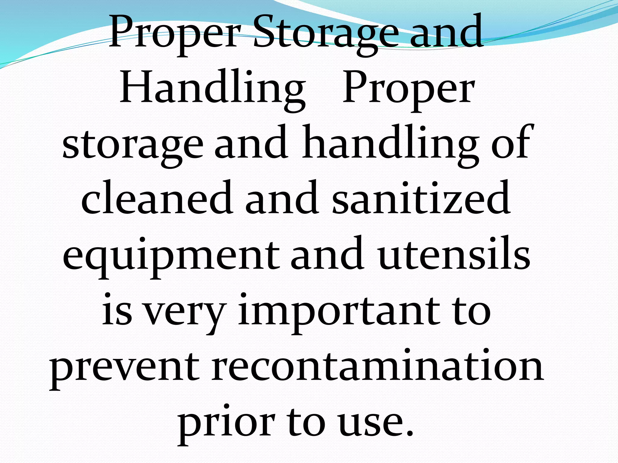 PROPER STORAGE OF CLEANED EQUIPMENT PPT