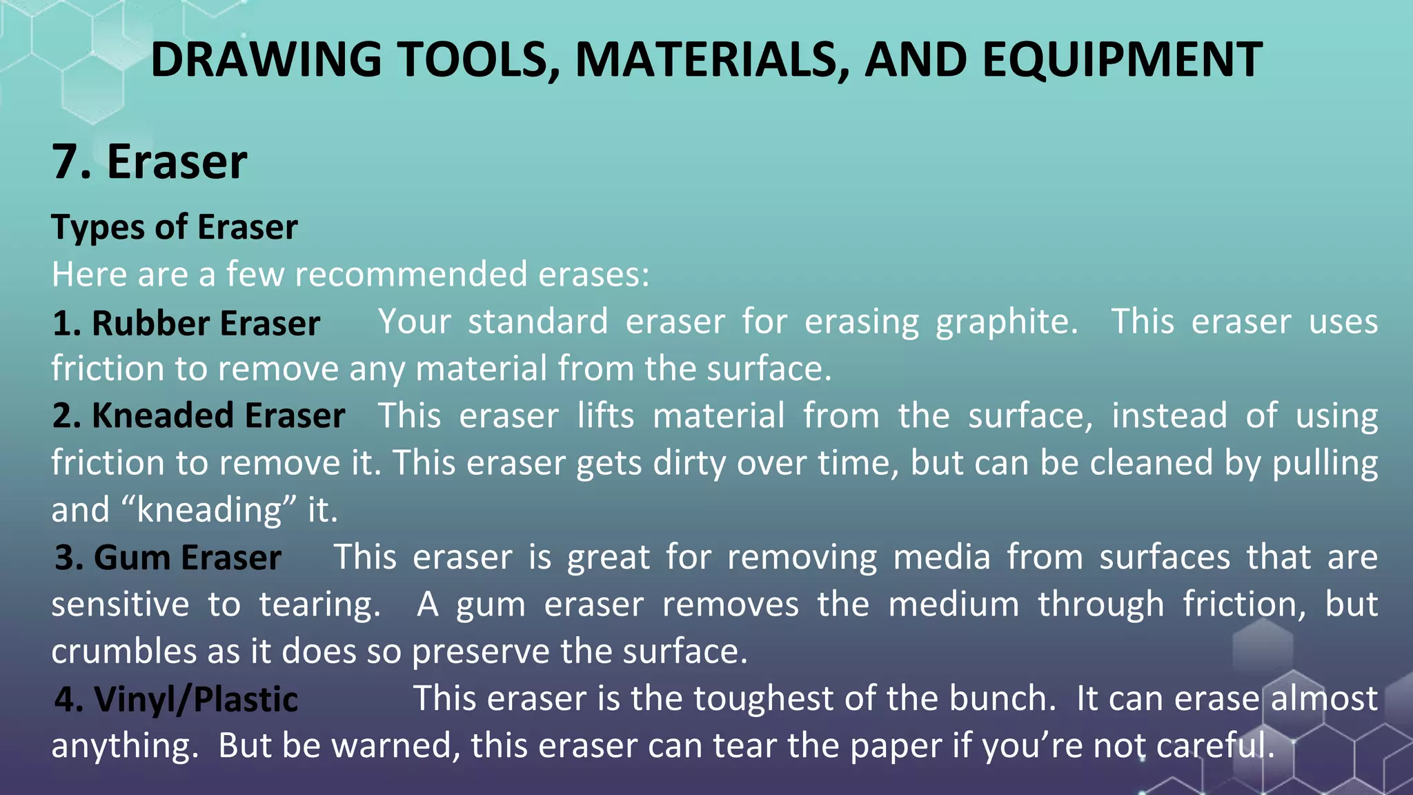 Drawing Tools, Materials, and Equipment PPT