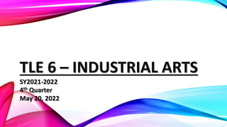 TLE 6 – INDUSTRIAL ARTS
SY2021-2022
4th Quarter
May 20, 2022
 
