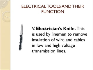 Electrical Tools With Function TLE 6 PPT Q4 - Electrical Tools And Its Function (1).pptx