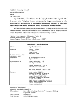Tle 7 afa food (fish) processing module 5 | PDF